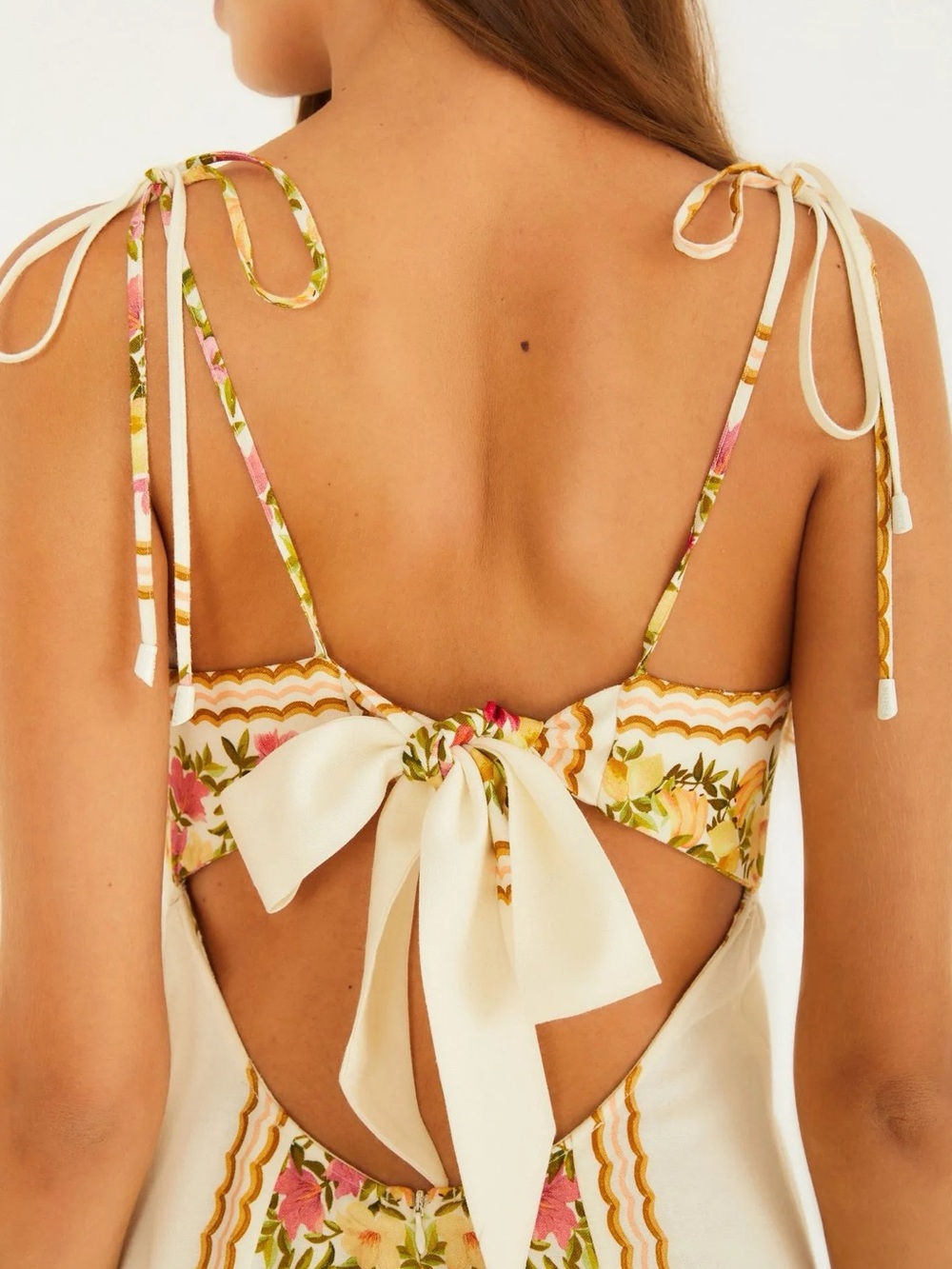 FARM Rio Cream Maxi Dress with Pink & Green Floral Stripes - Picture 7 of 8